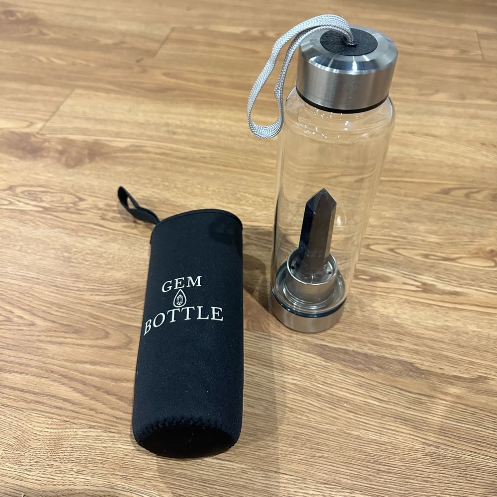 GEM BOTTLE Glass Obsidian Water Bottle